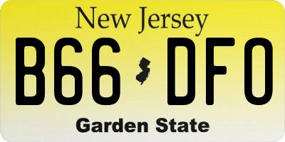 NJ license plate B66DFO