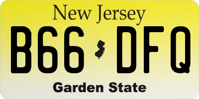 NJ license plate B66DFQ