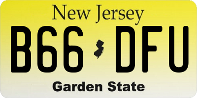 NJ license plate B66DFU