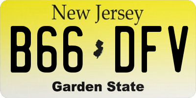 NJ license plate B66DFV