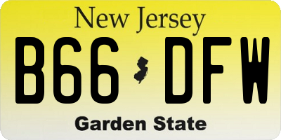 NJ license plate B66DFW