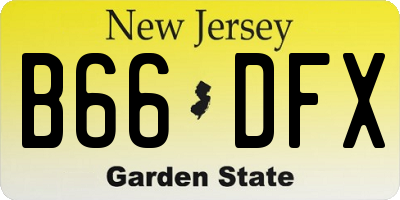 NJ license plate B66DFX