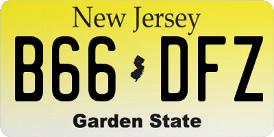 NJ license plate B66DFZ