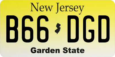NJ license plate B66DGD