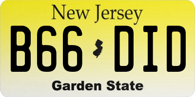 NJ license plate B66DID