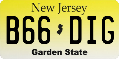 NJ license plate B66DIG