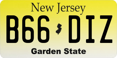 NJ license plate B66DIZ