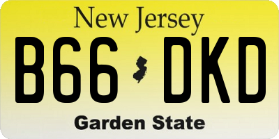 NJ license plate B66DKD