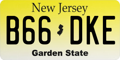 NJ license plate B66DKE