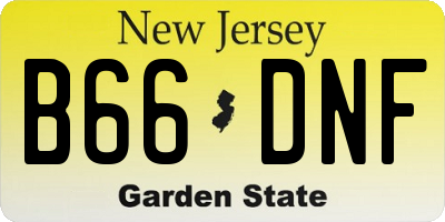 NJ license plate B66DNF