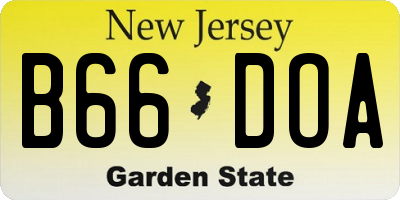 NJ license plate B66DOA