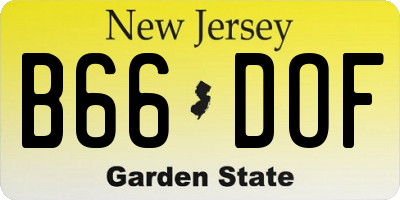 NJ license plate B66DOF