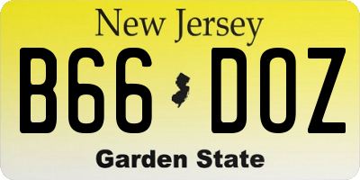 NJ license plate B66DOZ