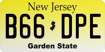 NJ license plate B66DPE