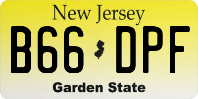 NJ license plate B66DPF