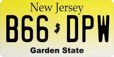 NJ license plate B66DPW