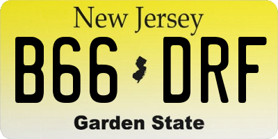 NJ license plate B66DRF