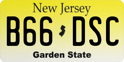 NJ license plate B66DSC