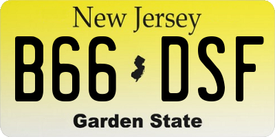 NJ license plate B66DSF
