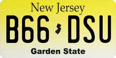 NJ license plate B66DSU