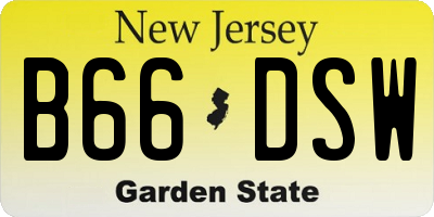 NJ license plate B66DSW