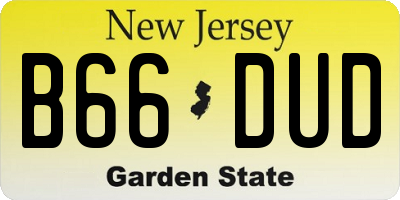 NJ license plate B66DUD