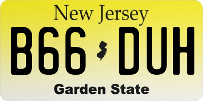 NJ license plate B66DUH