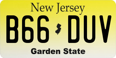 NJ license plate B66DUV