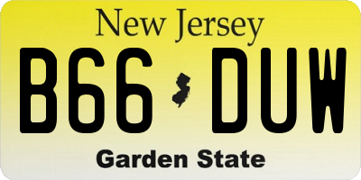 NJ license plate B66DUW