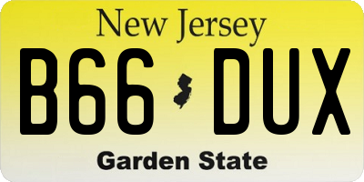NJ license plate B66DUX