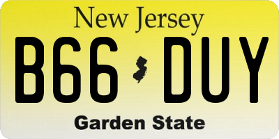NJ license plate B66DUY