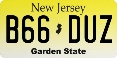 NJ license plate B66DUZ