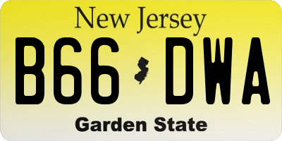 NJ license plate B66DWA