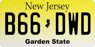 NJ license plate B66DWD