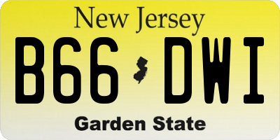 NJ license plate B66DWI