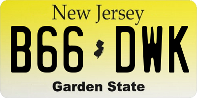 NJ license plate B66DWK
