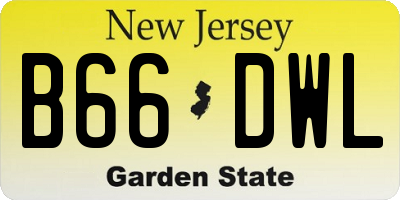 NJ license plate B66DWL