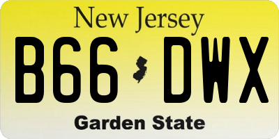 NJ license plate B66DWX