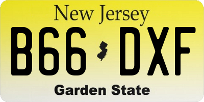 NJ license plate B66DXF