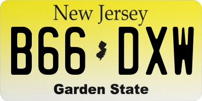 NJ license plate B66DXW