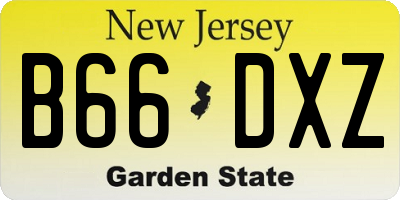NJ license plate B66DXZ