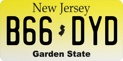 NJ license plate B66DYD