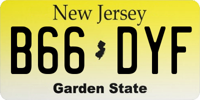 NJ license plate B66DYF