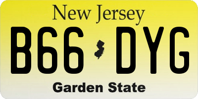 NJ license plate B66DYG