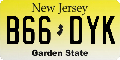 NJ license plate B66DYK