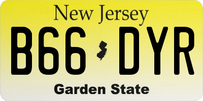 NJ license plate B66DYR