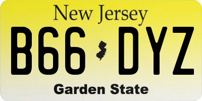 NJ license plate B66DYZ
