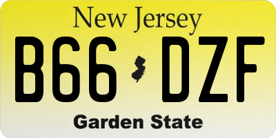 NJ license plate B66DZF