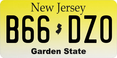 NJ license plate B66DZO