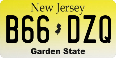 NJ license plate B66DZQ